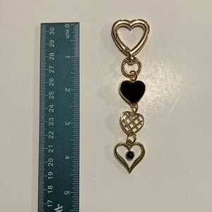 Gold and Black Heart Keychain